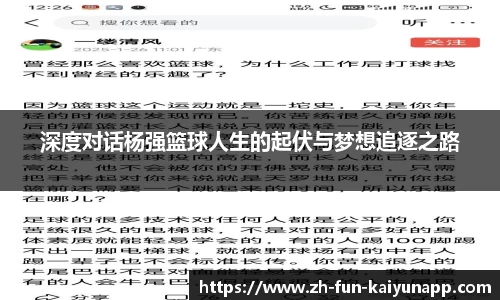 深度对话杨强篮球人生的起伏与梦想追逐之路